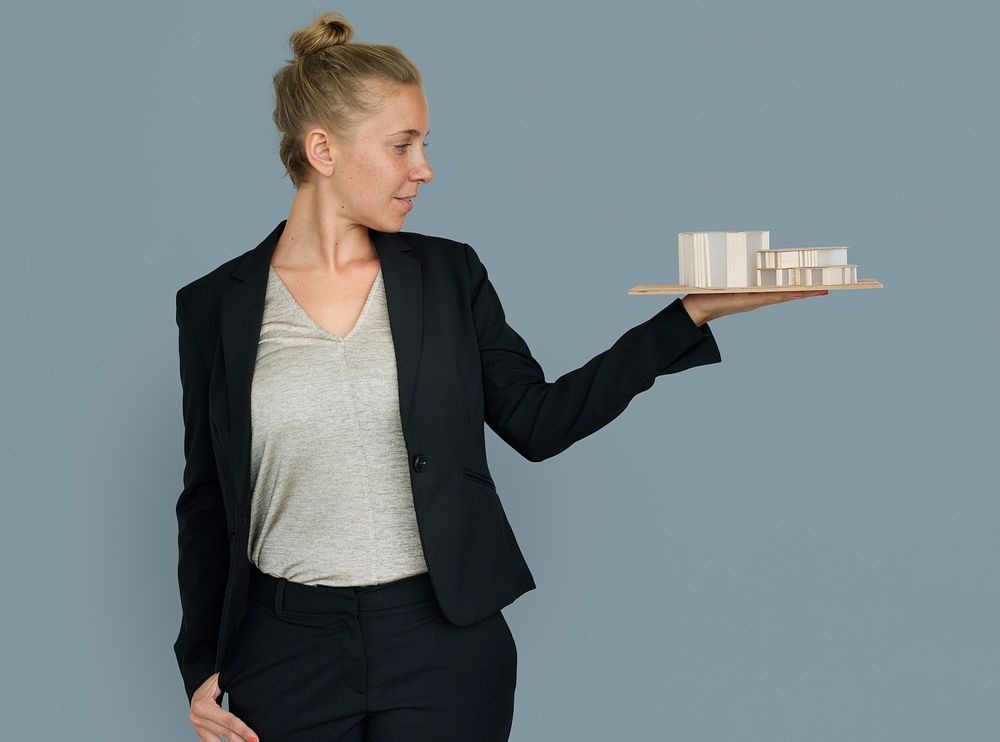 Businesswoman Architectural Model Plan Built Structure Concept
