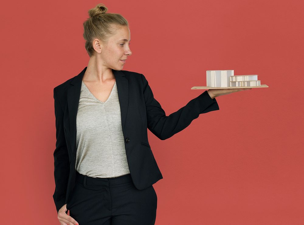 Businesswoman Architectural Model Plan Built Structure Concept
