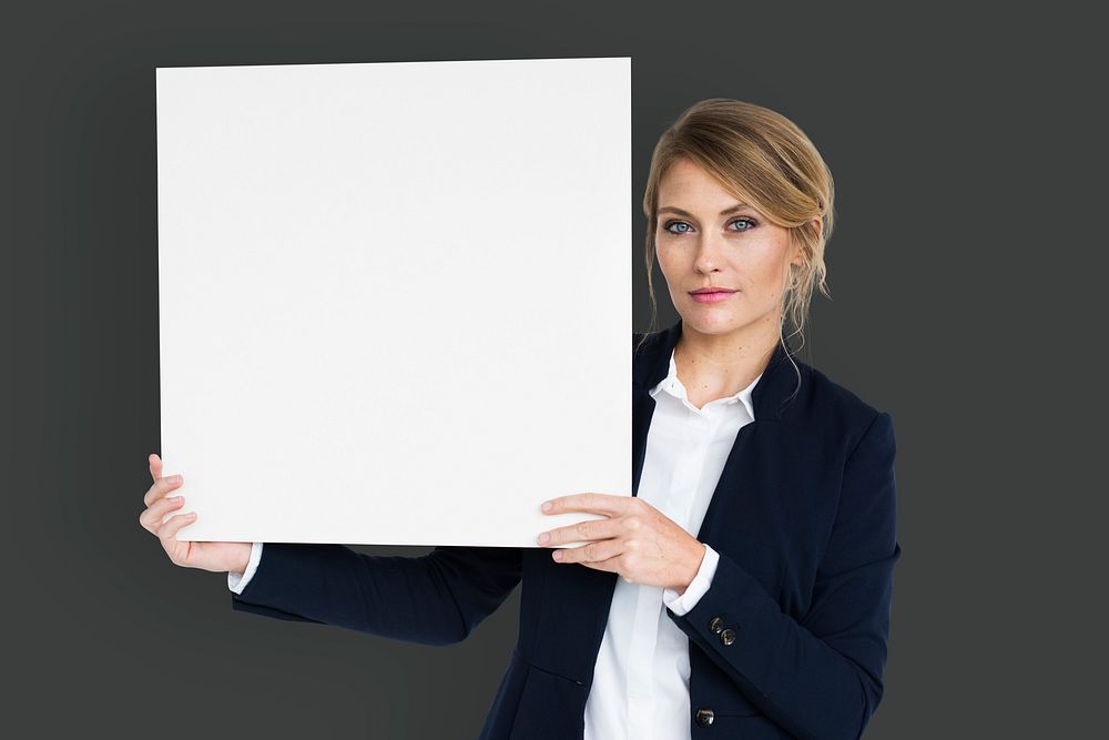 Caucasian Business Woman Holding Paper