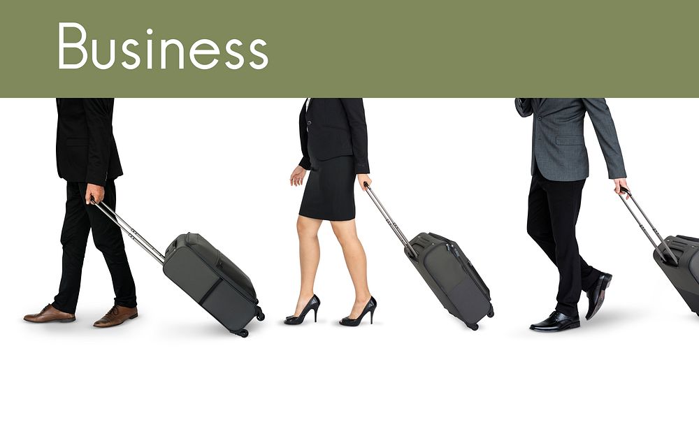 Diverse Business Travel People with Luggage Studio Isolated