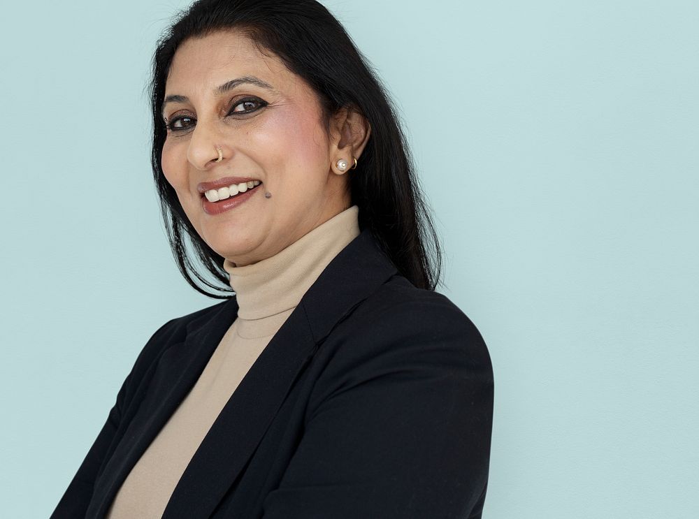 Woman Cheerful Studio Portrait Concept