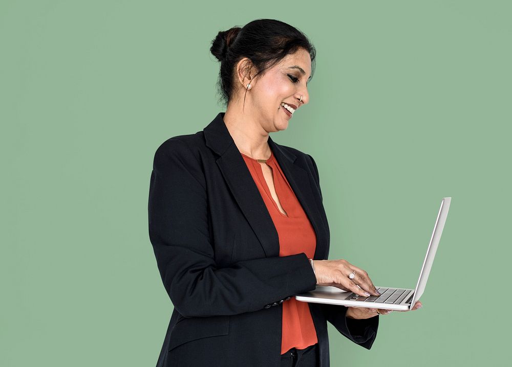 Indian Asian Woman Business Laptop Concept