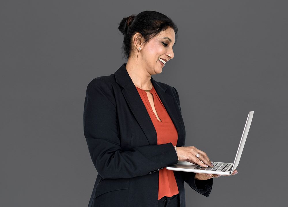Indian Asian Woman Business Laptop Concept