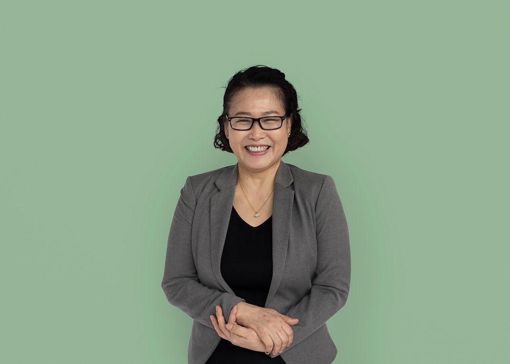 Asian Business Woman Hands Together Smiling