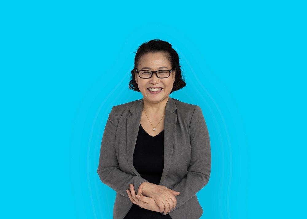 Asian Business Woman Hands Together Smiling