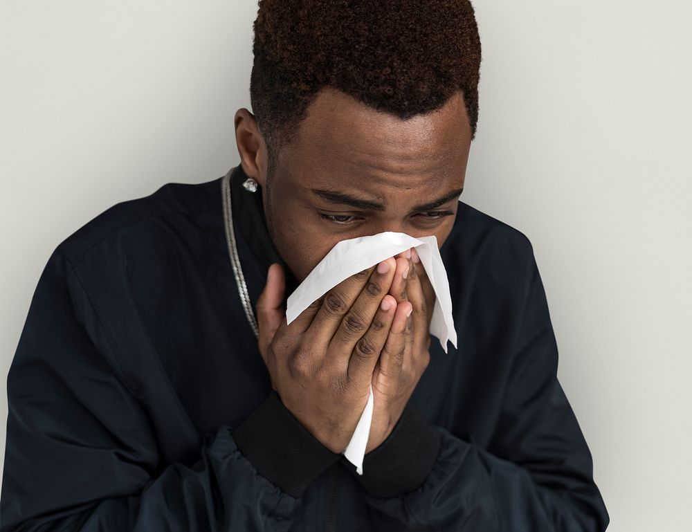 African Descent Man Sick Sad Tissue Paper