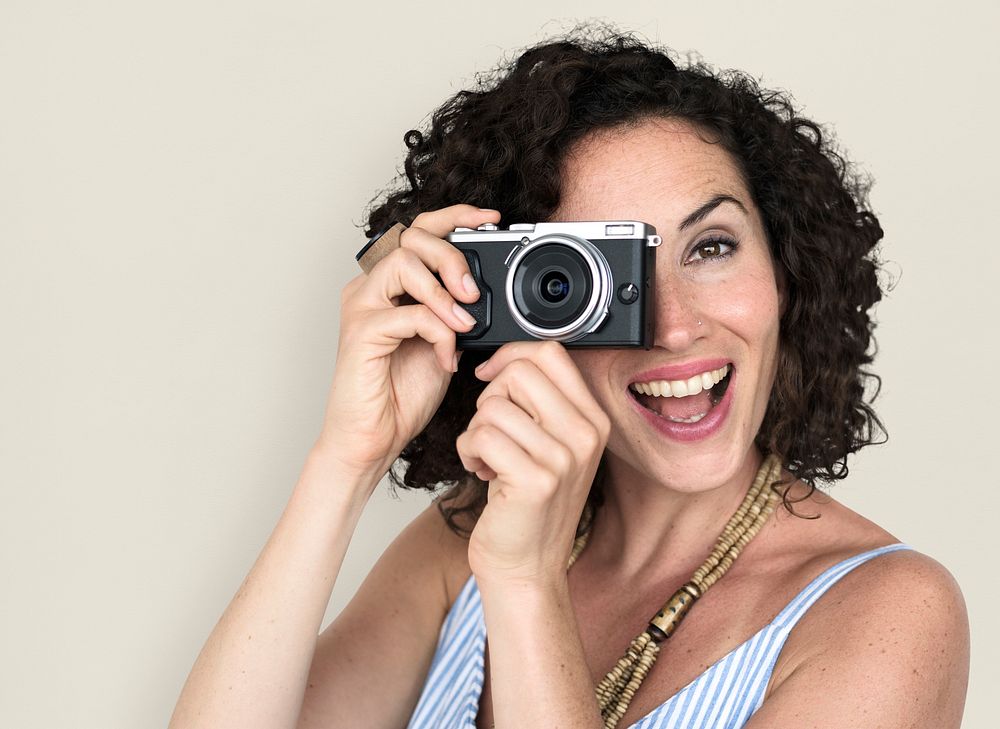 Women Hands Hold Camera Shoot Smile