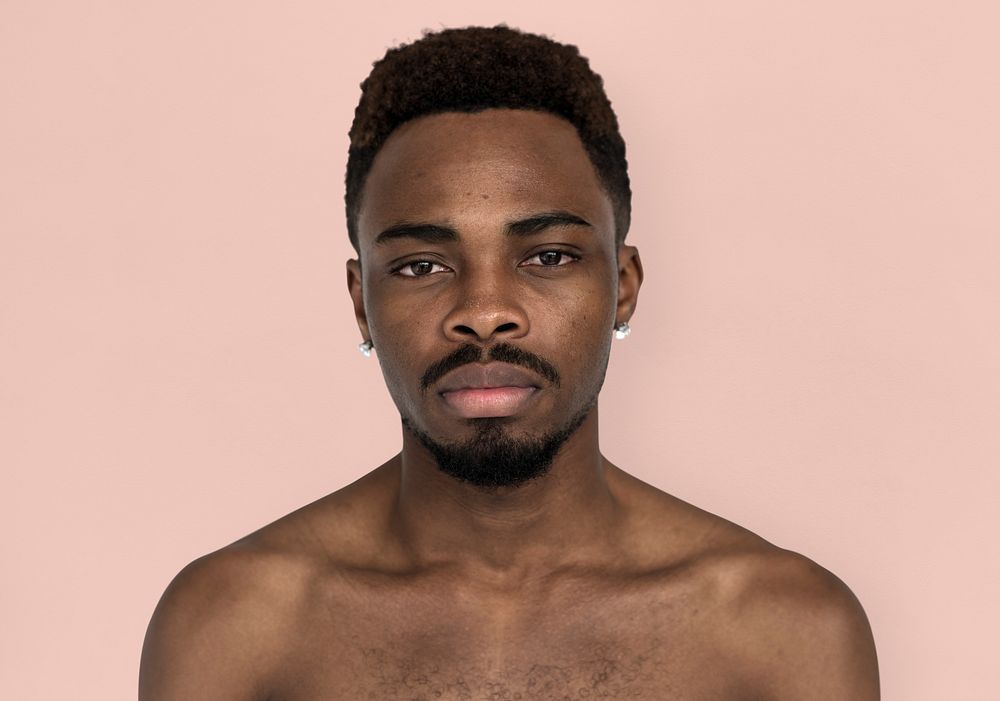 African Man Bare Chest Serious Cold Portrait