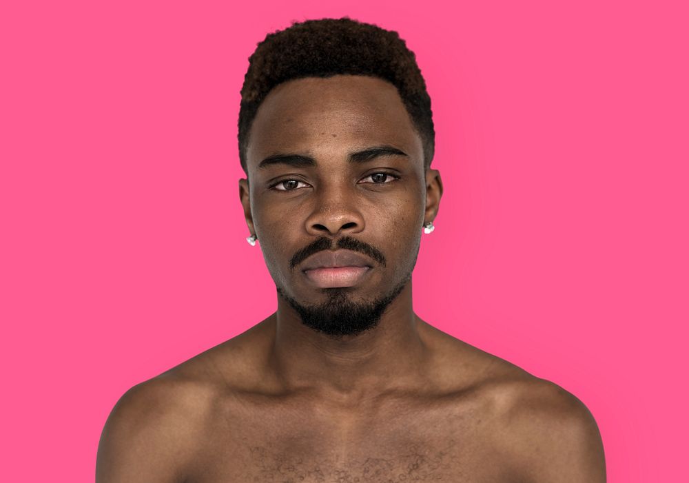 African Man Bare Chest Serious Cold Portrait