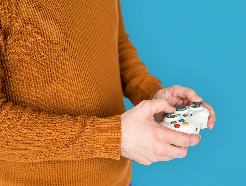 Human Hands Holding Game Controller Leisure Activity