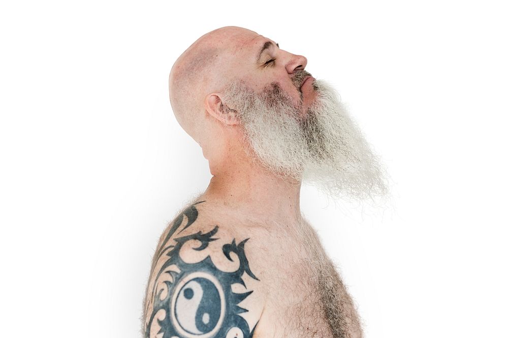 Bearded Caucasian Man Tattoo Smile