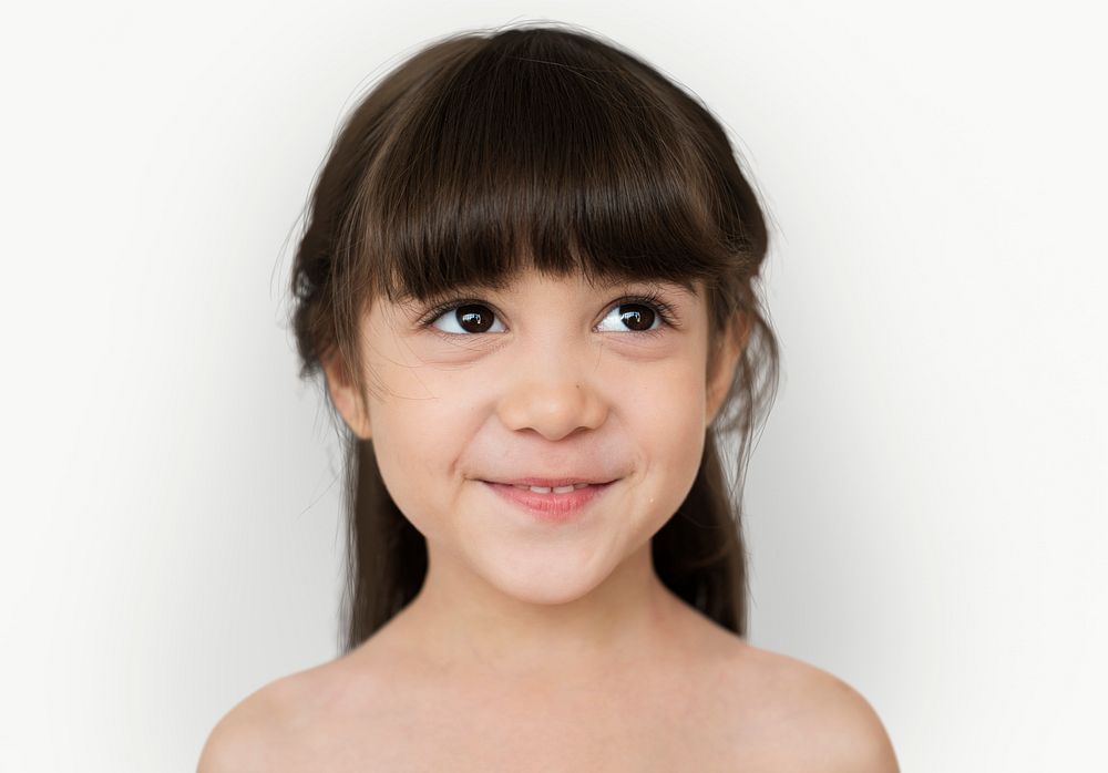 Little Girl Smiling Bare Chested Premium Photo rawpixel