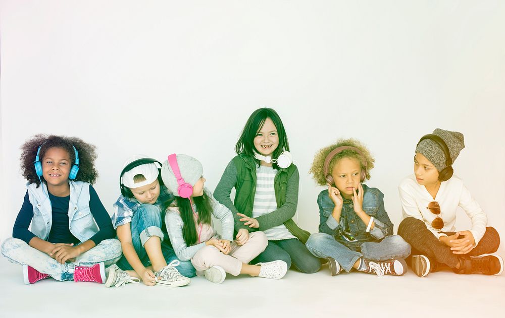 Group of children sitting and hanging out