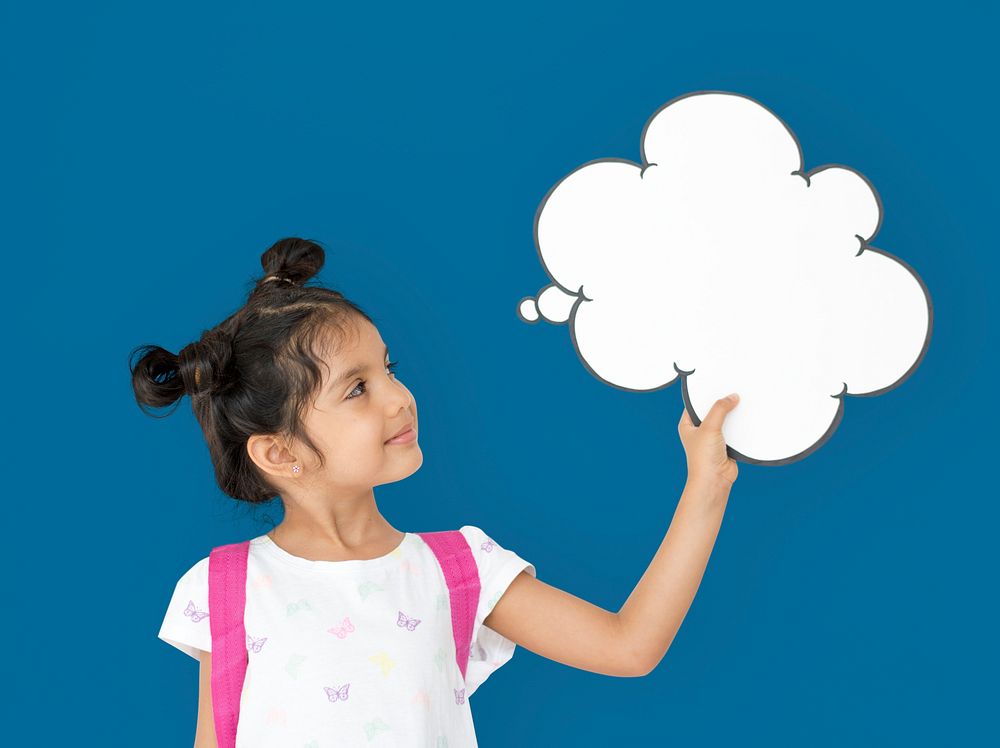 Little Girl Holding Papercraft Cloud