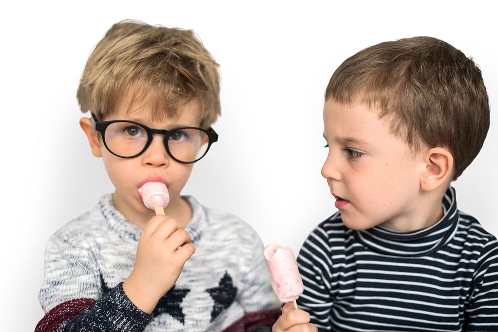 Little Boys Eating Ice Cream Cute Adorable