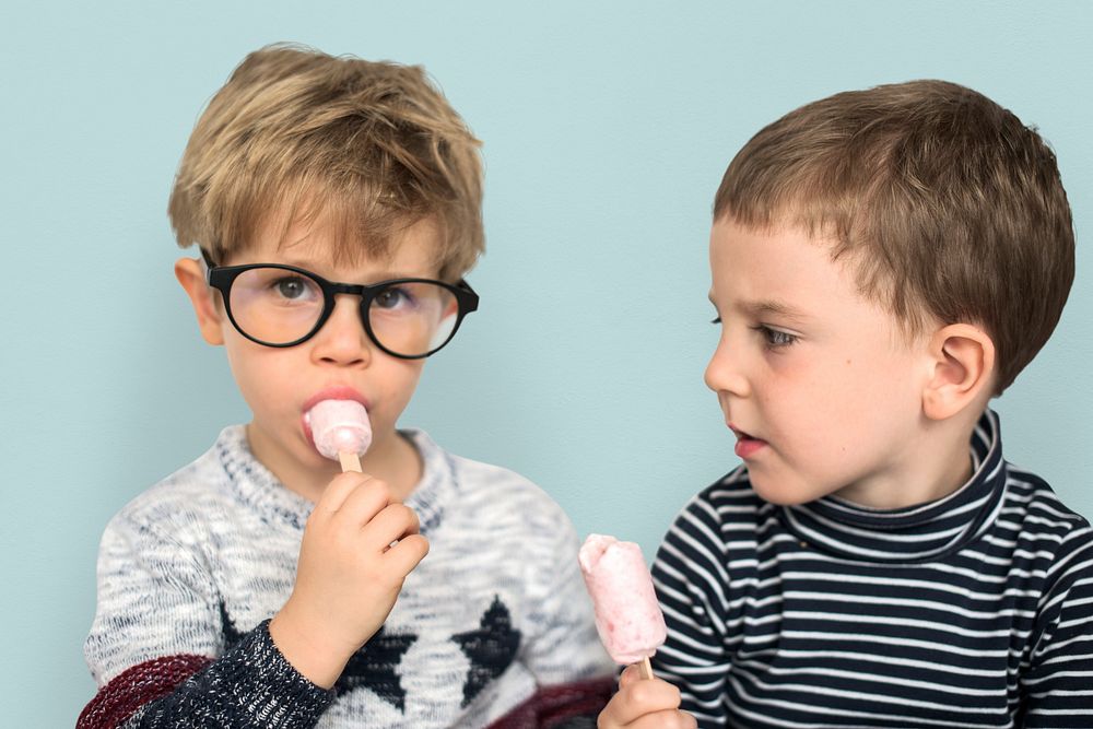 Little Boys Eating Ice Cream Cute Adorable