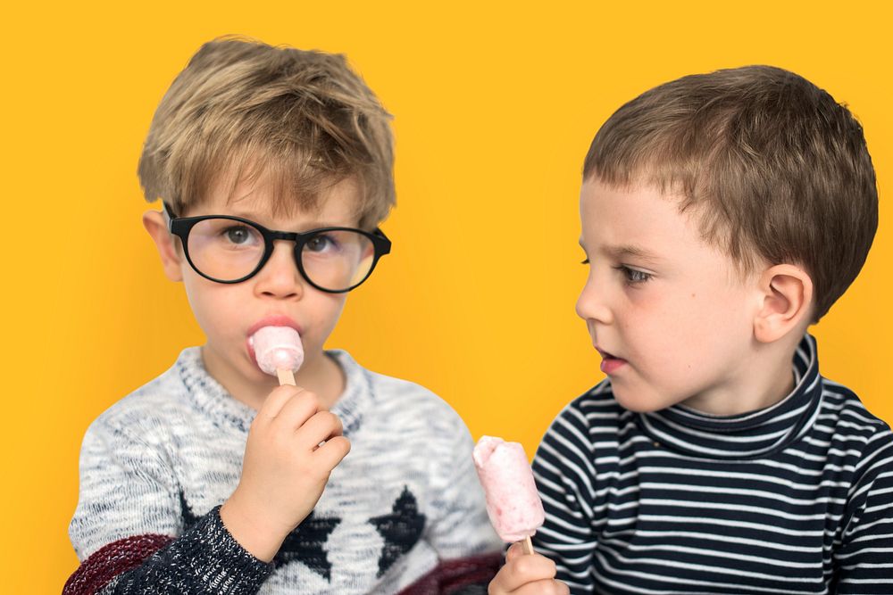 Little Boys Eating Ice Cream Cute Adorable