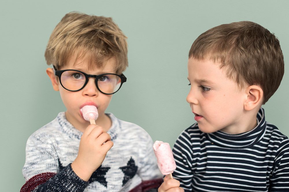 Little Boys Eating Ice Cream Cute Adorable