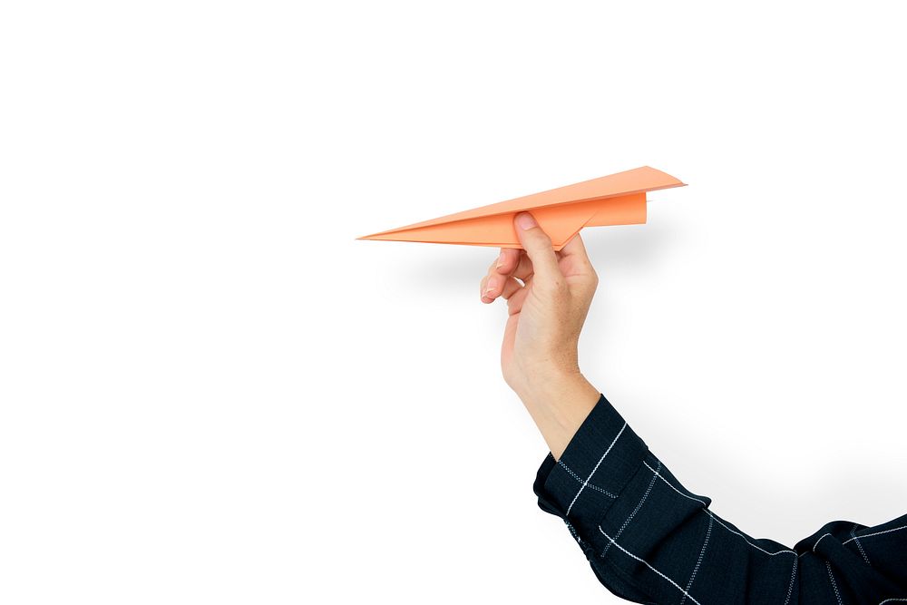 Human Hand Holding Papercraft Airplane Goals Target Aspirations