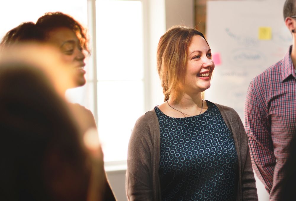 Woman listening to someone talking