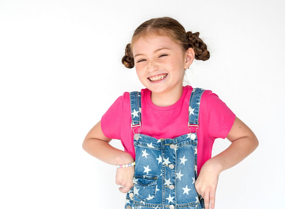 Little Girl Smiling Happiness Studio Portrait