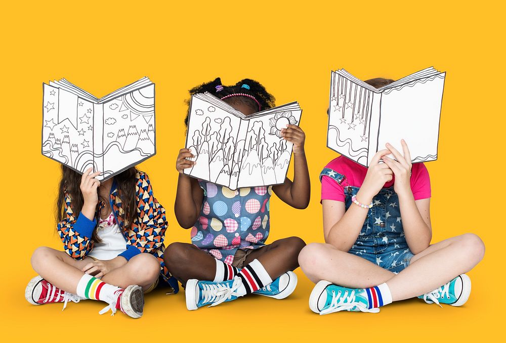 Little Children Reading Story Books