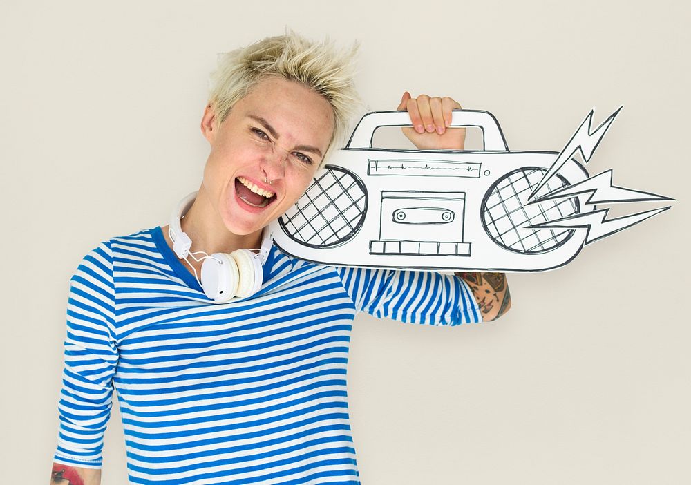 Caucasian Female Holding Illustration Radio