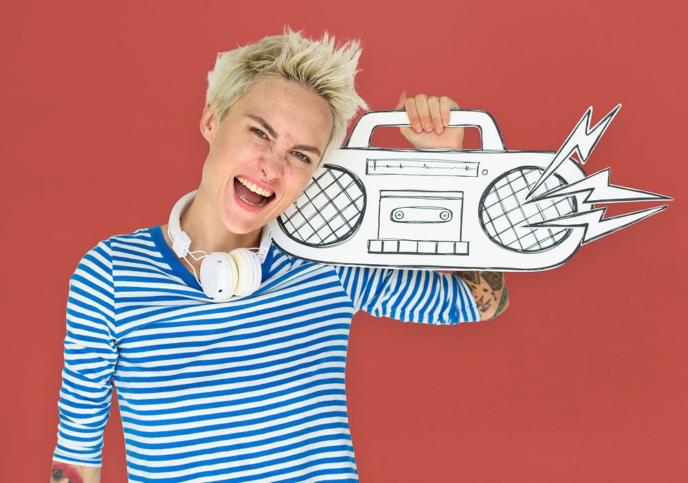 Caucasian Female Holding Illustration Radio