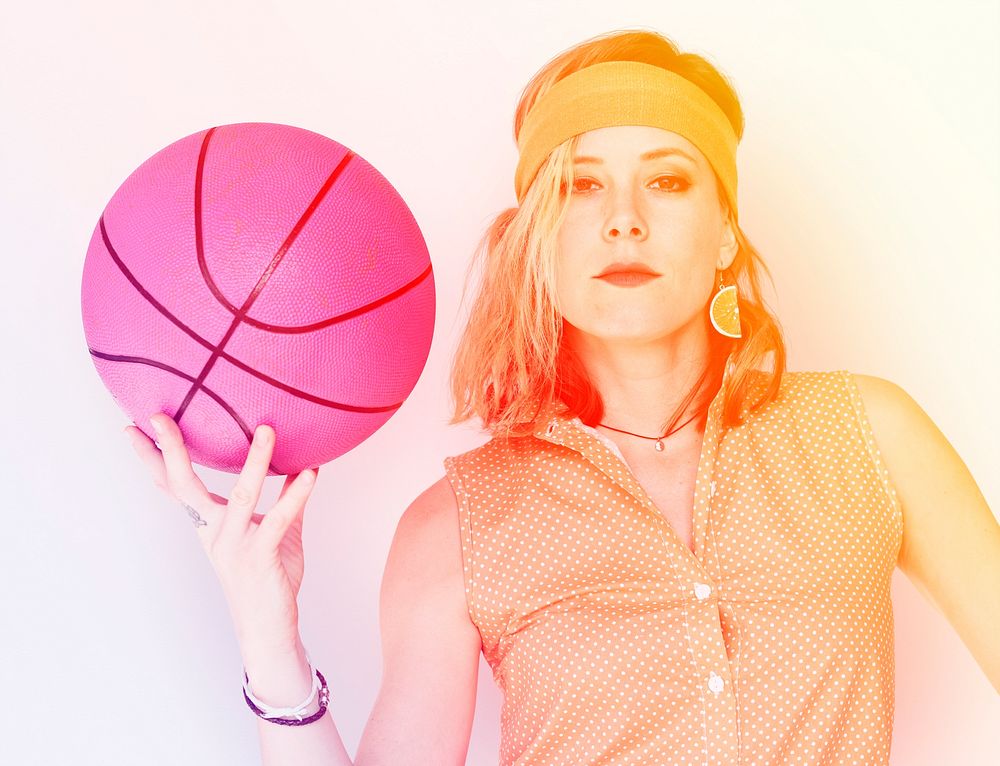 Caucasian Blonde Woman Holding Basketball Premium Photo Rawpixel 