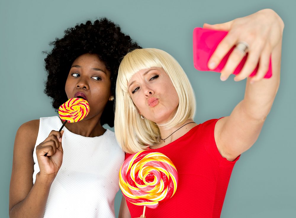Friends Lollipop Candy Taking Selfie