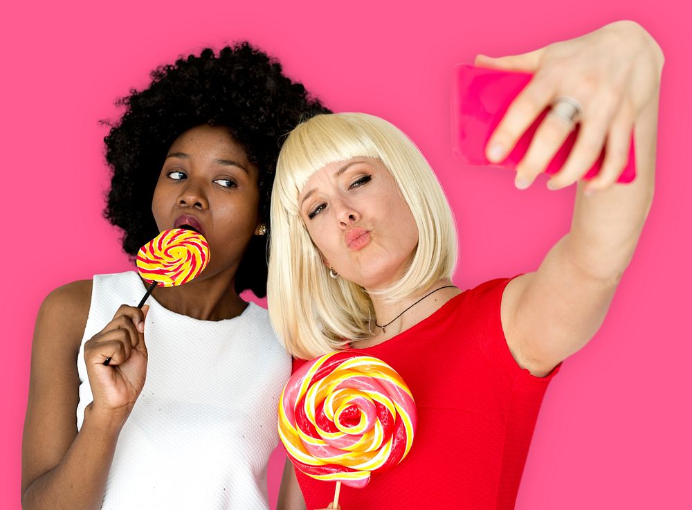 Friends Lollipop Candy Taking Selfie