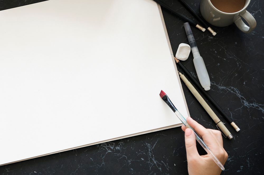 Drawing Painting Illustration Black Marble Table
