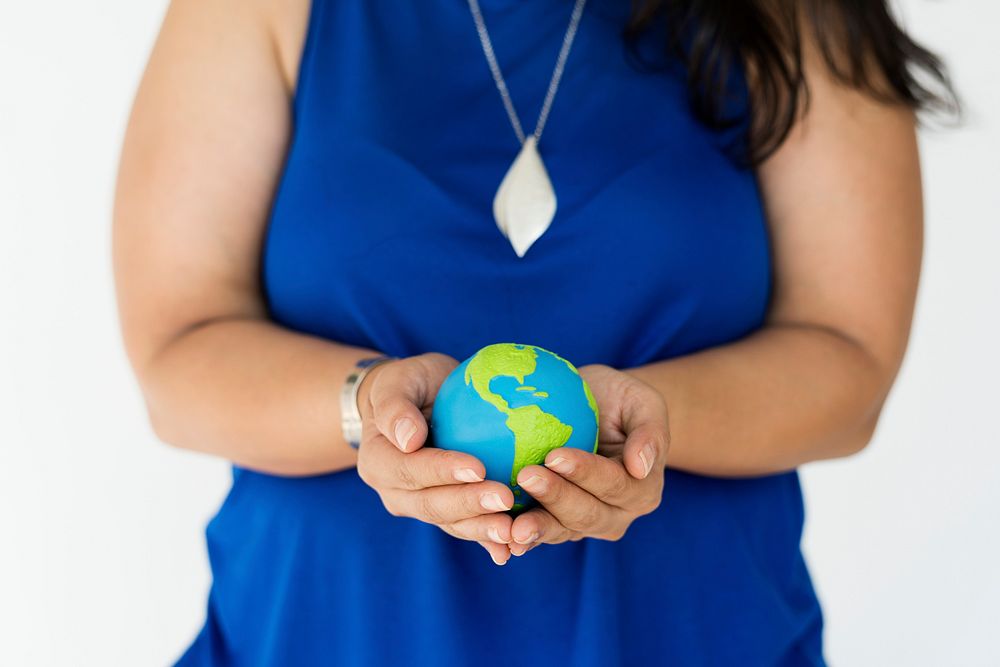 Woman Holding Globe Environmental Conservation
