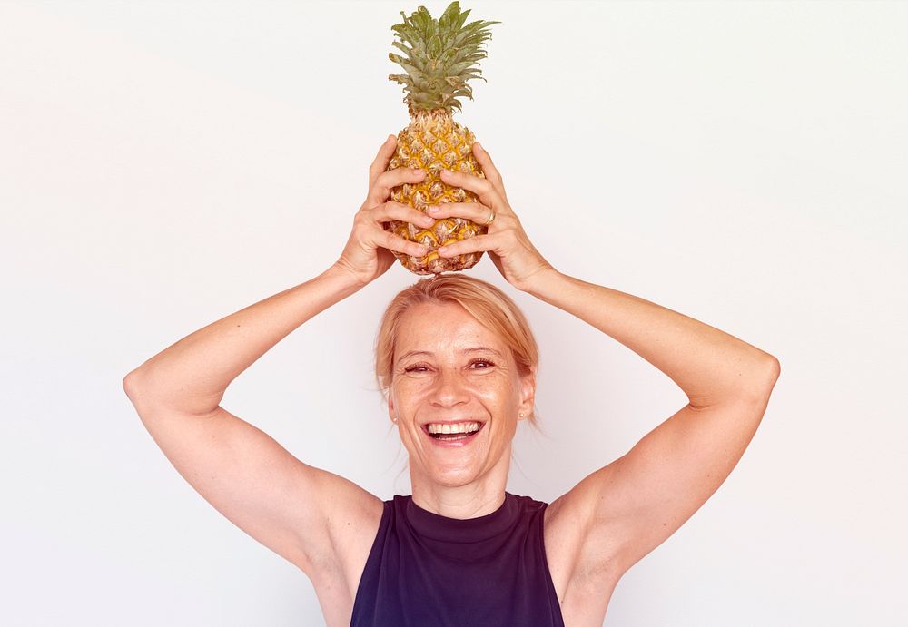 Pineapple Fruit Juice Tropical Blonde Woman