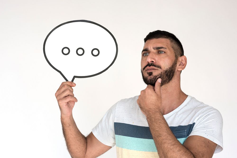 Man Hold Speech Bubble Thinking Paper Craft