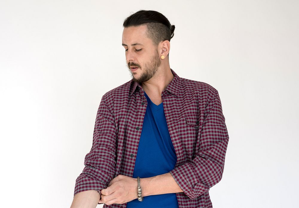 Man Undercut Casual Studio Portrait