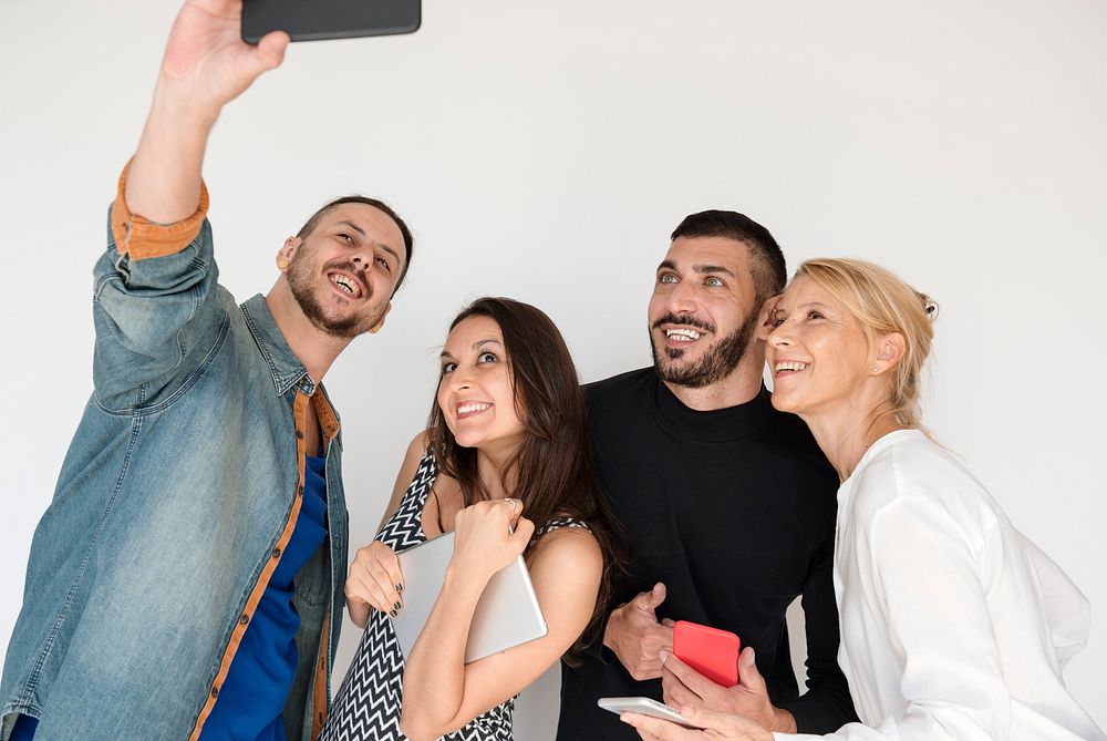 Friends Happiness Selfie Together Casual