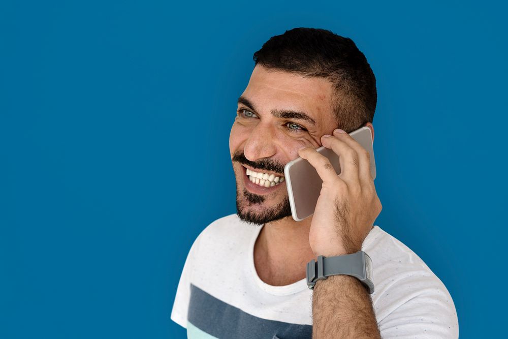 Caucasian Man Talking Phone Smile