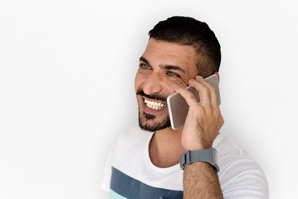 Caucasian Man Talking Phone Smile