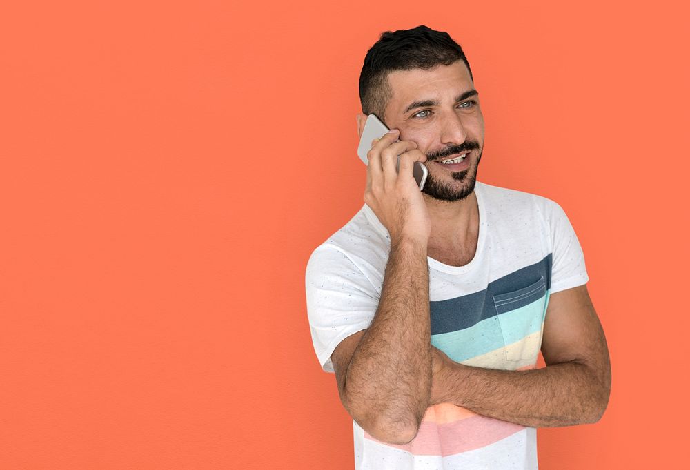 Caucasian Man Talking Phone Smile