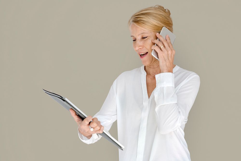 Woman Smiling Happiness Mobile Phone Connection Working