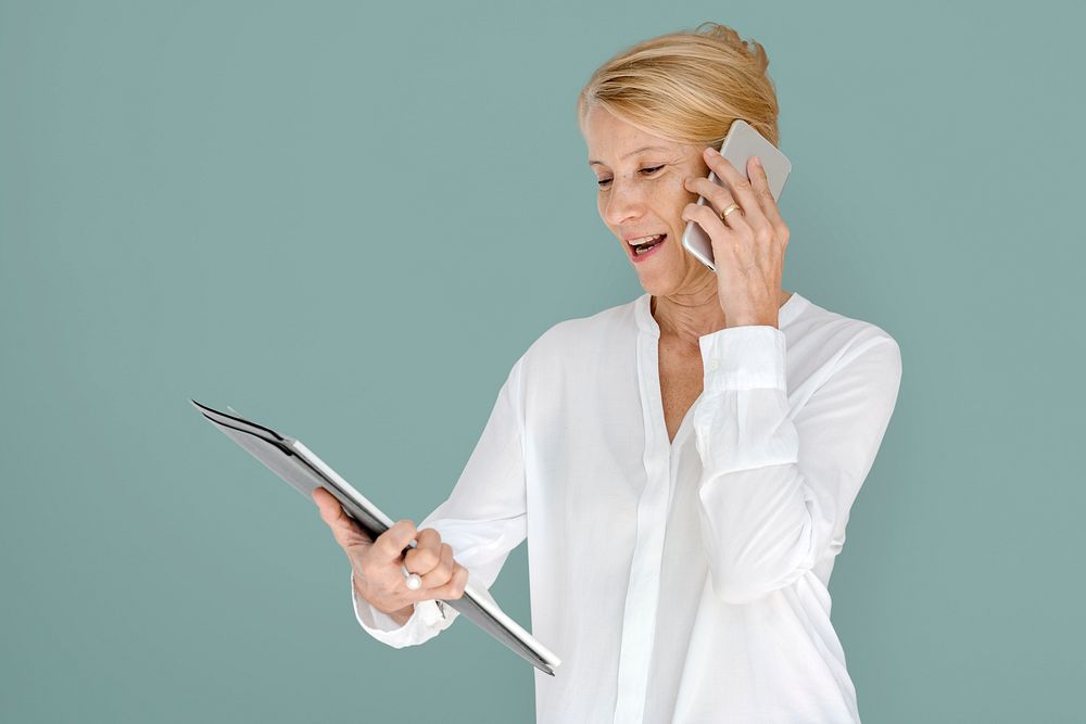 Woman Smiling Happiness Mobile Phone Connection Working