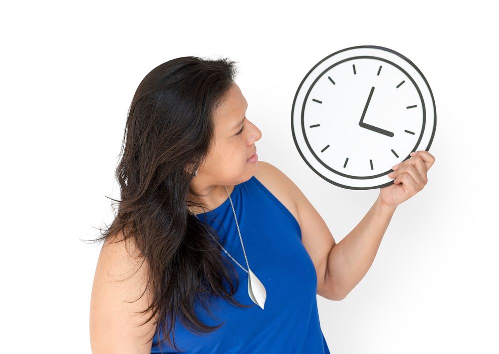 Woman checking time on the clock