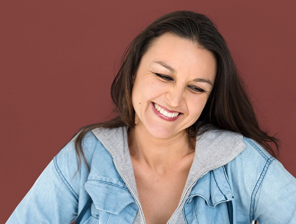 Woman Smiling Happiness Casual Studio Portrait