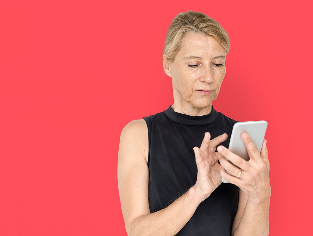 Blonde Woman with Digital Device