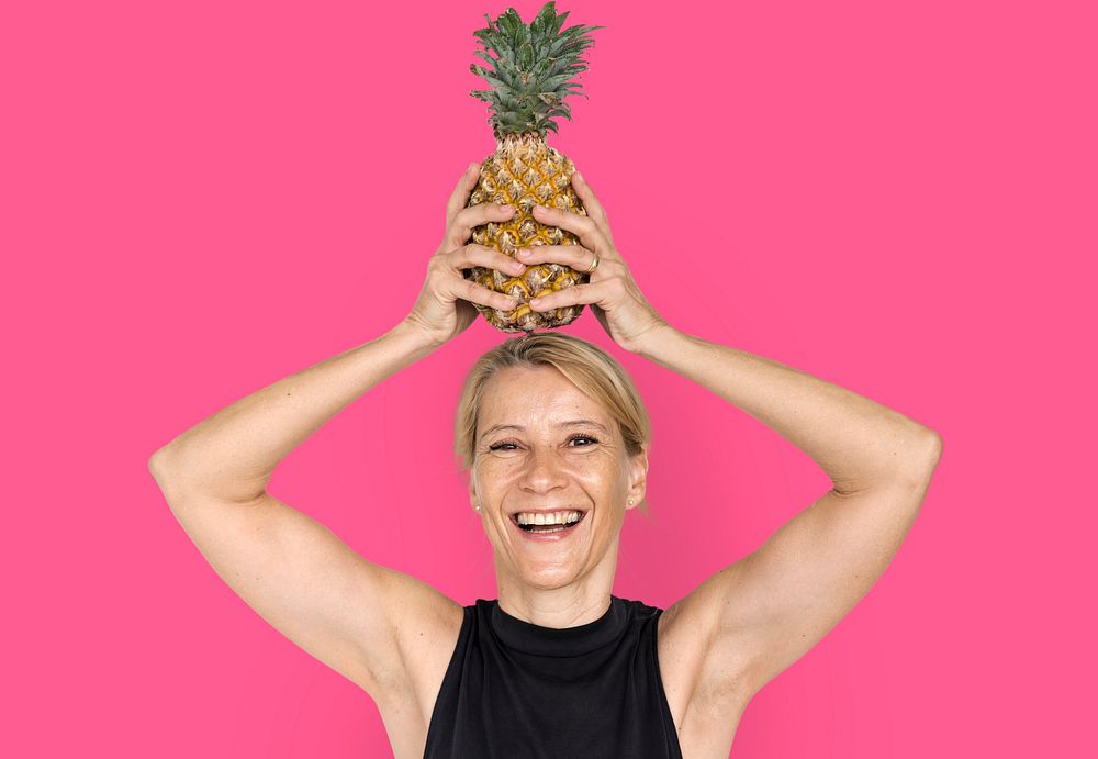 Pineapple Fruit Juice Tropical Blonde Woman