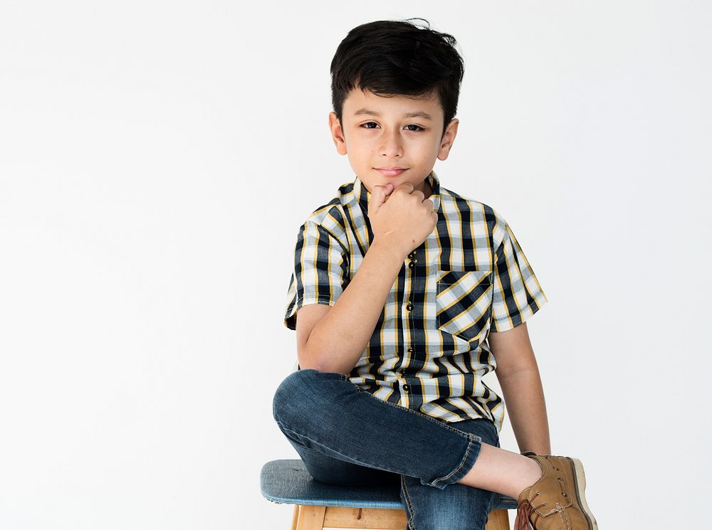 Boy Cool Pose Gesture Sitting Chair
