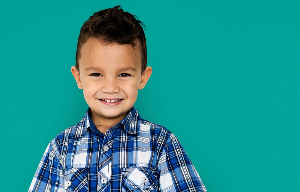 Little Boy Kid Adorable Smiling Cute Studio Portrait