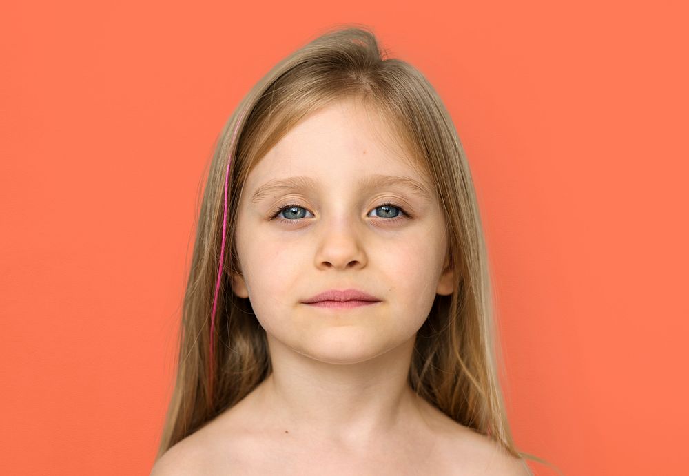 Little Girl Bare Chest Topless Studio Portrait