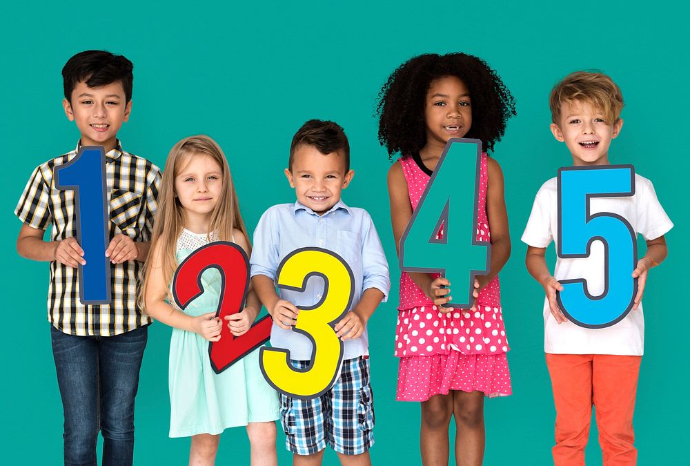 Group of Kids Holding Number Paper Icon